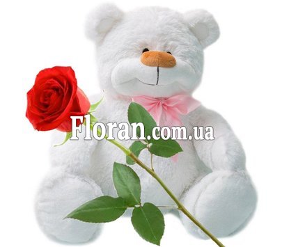 Плюшевий ведмедик з квіткою