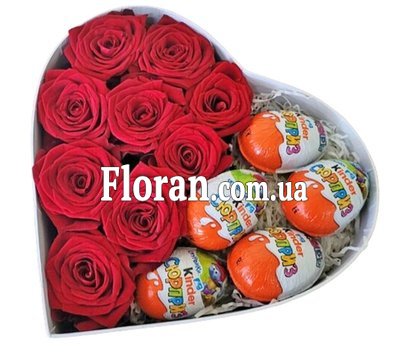 Троянди і Кіндер в коробці