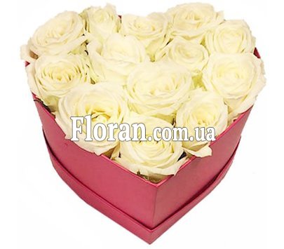 Heart of white roses