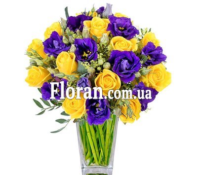 Жовто синій букет квітів