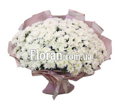 Большой букет из белых хризантем