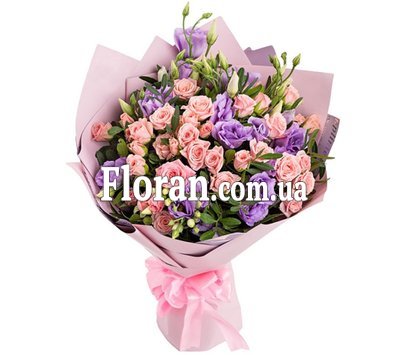 Bouquet of eustoma and bush