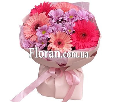 Букет з гербер та хризантем