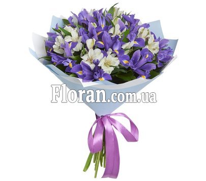 Букет з ірисів та альстромерій