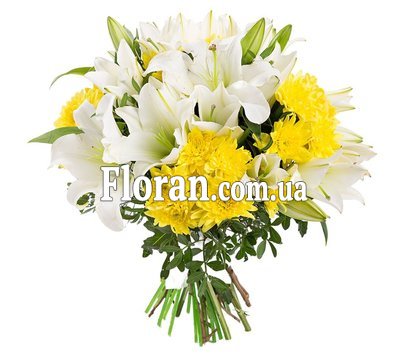Bouquet of lilies and chrysanthemums