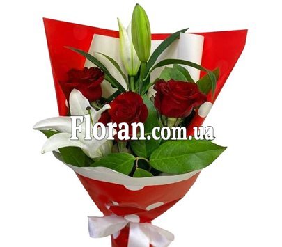 Букет з лілій та троянд