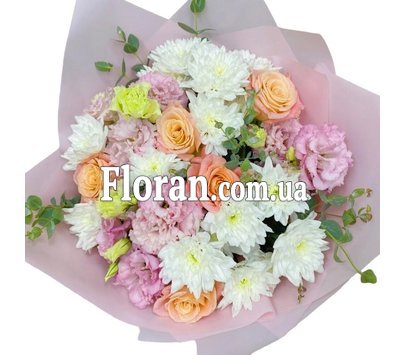 Bouquet of roses chrysanthemum eustoma