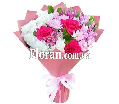 Bouquet of chrysanthemum and alstroemeria roses