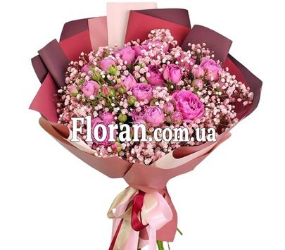 Spray roses with gypsophila