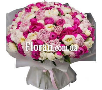 An enormous bouquet of peonies