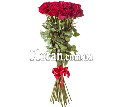 Букет довгих червоних троянд