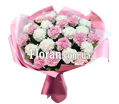 Букет из белых и розовых гвоздик