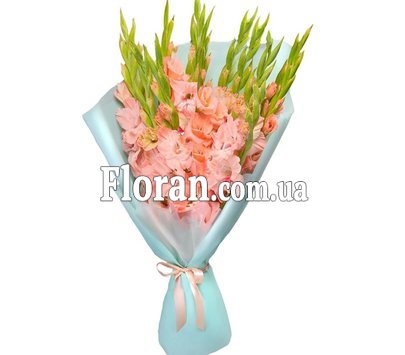 Букет коралових гладіолусів