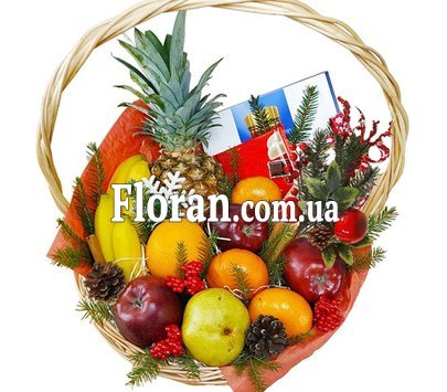 Корзина на Новый год с фруктами