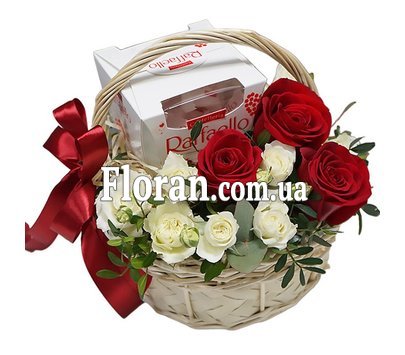 Basket with flowers and Raffaello