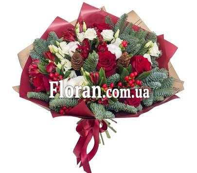 Красно-белый зимний букет
