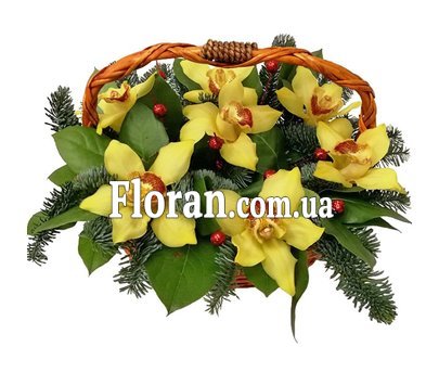 Новогодняя композиция с орхидеями