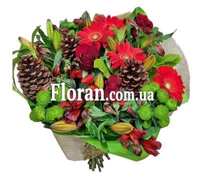 Рождественский букет с лилией