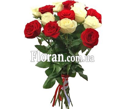 15 white-red roses