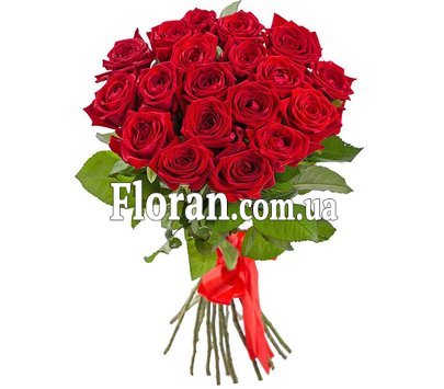 19 красных высоких роз