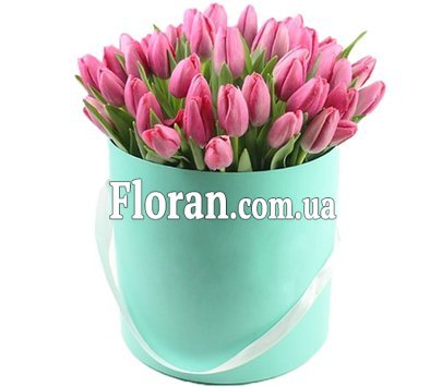 51 розовый тюльпан в коробке