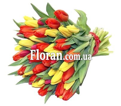 Bouquet of bright tulips