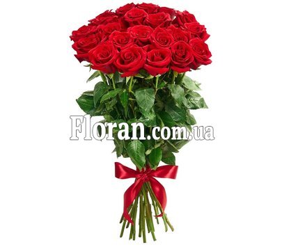 Букет из красных роз с лентой