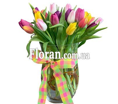 Bouquet of colorful tulips