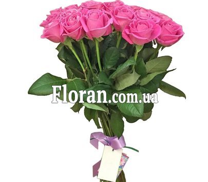 Bouquet of pink roses with ribbon