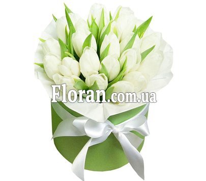 Коробка з білими тюльпанами