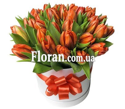 Коробка з помаранчевими тюльпанами
