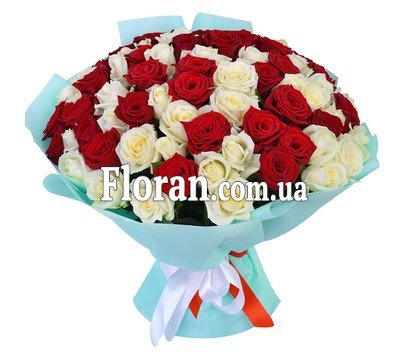 Beautiful bouquet of red and white roses