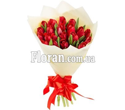 Красный букет тюльпанов