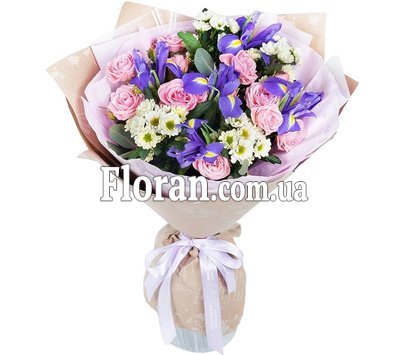 Ніжний букет квітів з ірисами