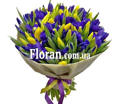 Патріотичний букет з тюльпанів та ірисів