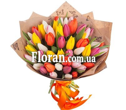 Tulips in a bright bouquet