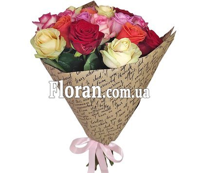 Bright bouquet of 21 roses