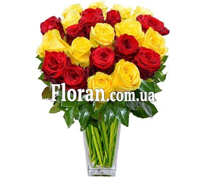 Желтые и красные розы букет